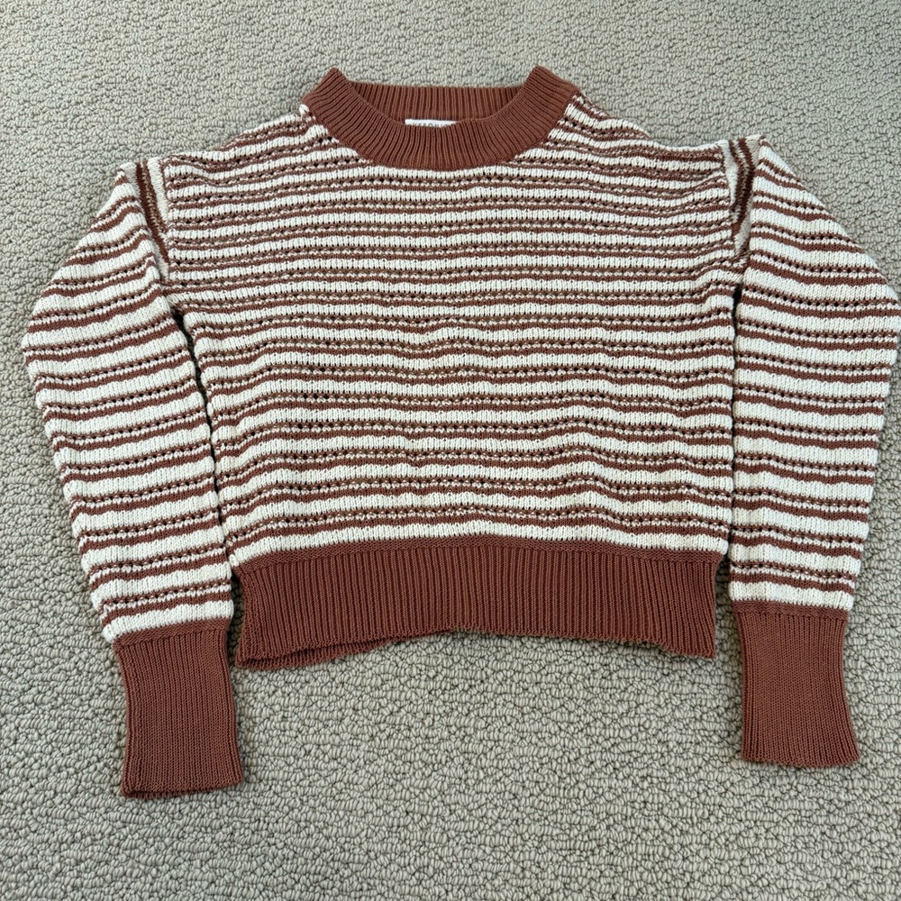 L Brown and White Women's Sweater